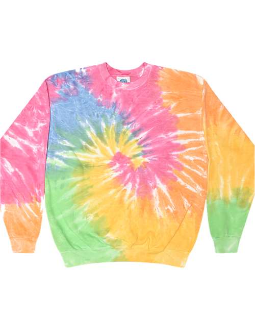 Colortone Unisex Tie-Dyed Fleece Crewneck Sweatshirt. 8100