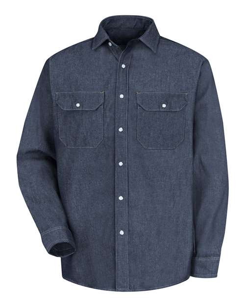 Red Kap Men's Deluxe Denim Long Sleeve Shirt. SD78