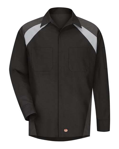Red Kap Men's Long Sleeve Tri-Color Shop Shirt. SY18