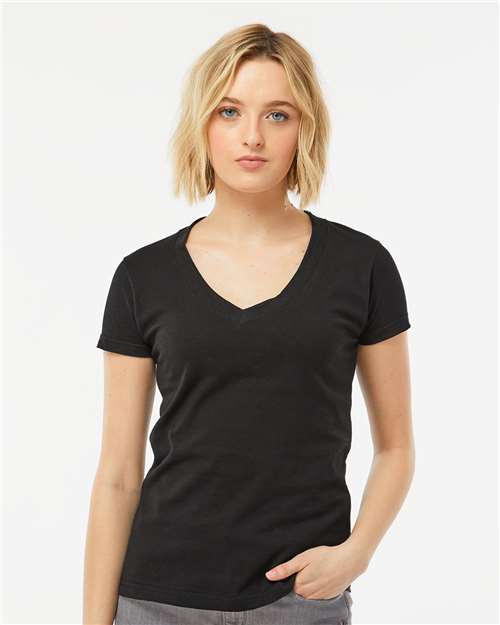 Tultex Women's Fine Jersey V-Neck T-Shirt. 214