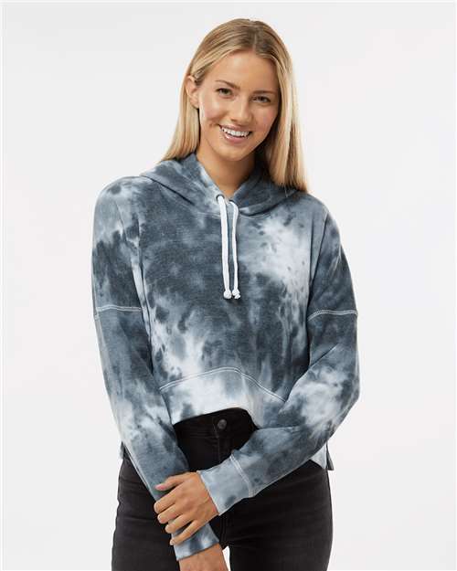 J. America Women's Crop Hooded Sweatshirt. 8853