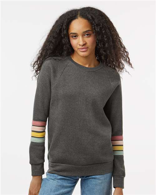 MV Sport Women's Striped Sleeves Crewneck Sweatshirt. W23152