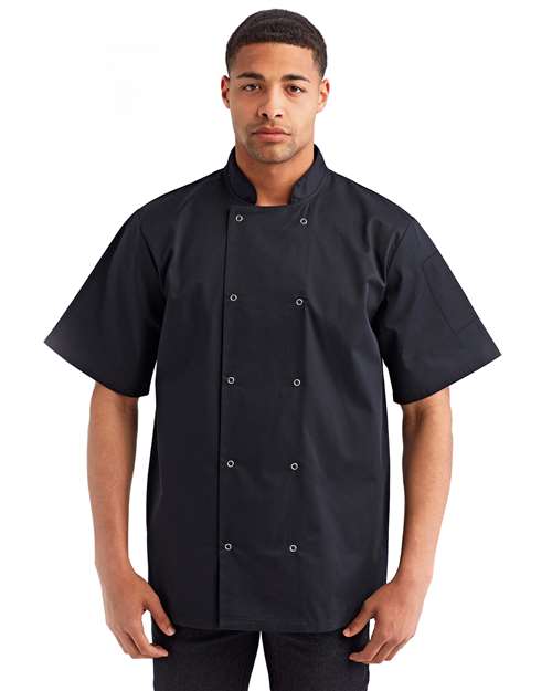 Artisan Collection by Reprime Unisex Ten Studded Front Short Sleeve Chef Coat. RP664