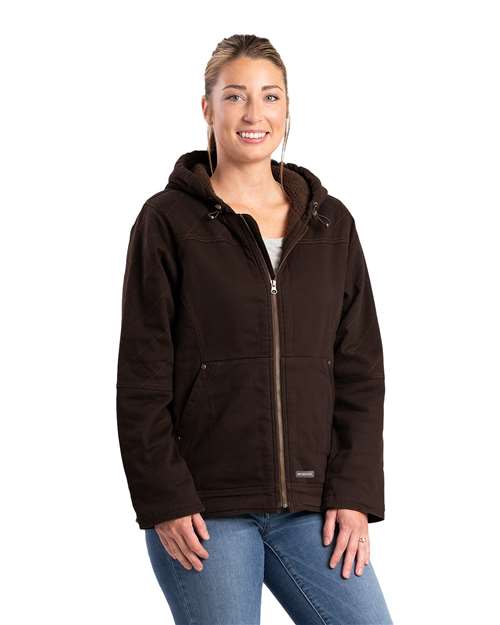 Berne Apparel Women's Sherpa-Lined Twill Hooded Jacket. WHJ48