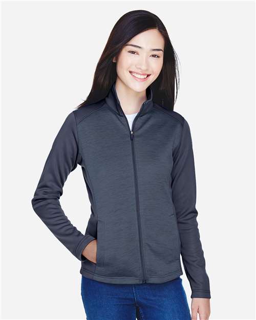 Devon & Jones Women's Newbury Colorblock Mélange Fleece Full-Zip Jacket. DG796W