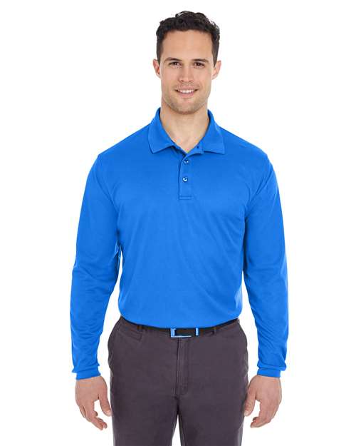 UltraClub Men's Cool & Dry Long Sleeve Mesh Piqué Polo. 8210LS