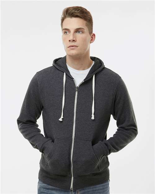 J. America Men's Triblend Full-Zip Hooded Sweatshirt. 8872