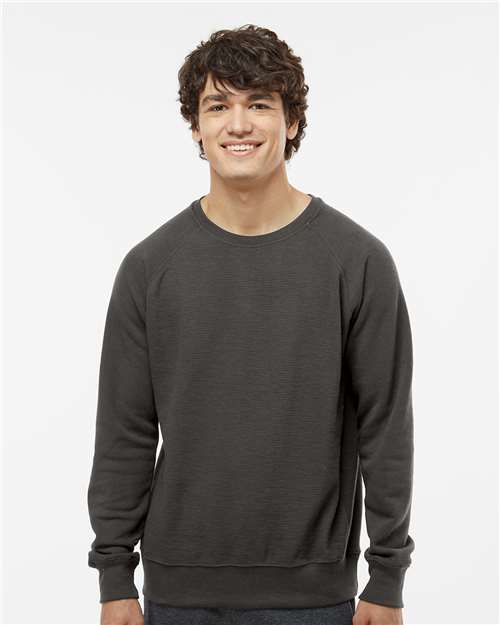 J. America Men's Ripple Fleece Raglan Crewneck Sweatshirt. 8707