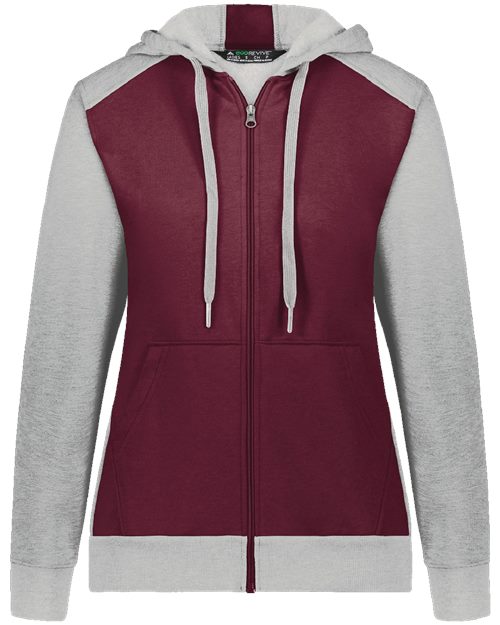 Augusta Sportswear Women's Eco Revive™ Three-Season Triblend Fleece Full-Zip Hooded Sweatshirt. 6901