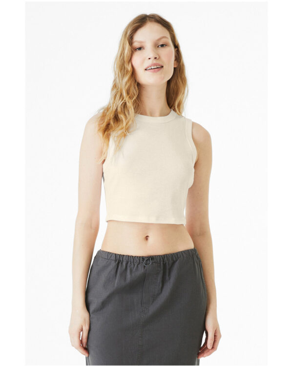 Bella + Canvas Ladies' Micro Ribbed Spaghetti Crop Tank: Chic Comfort and Style - Image 2