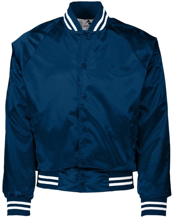 Unisex Striped Trim Satin Baseball Jacket - Apparel Globe