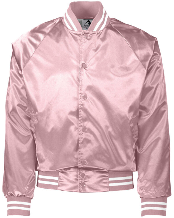 Unisex Striped Trim Satin Baseball Jacket - Apparel Globe