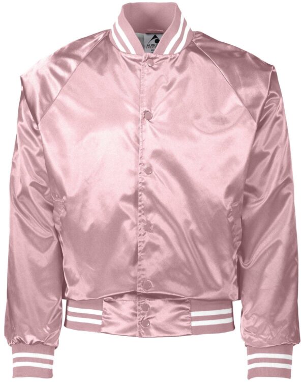 Unisex Striped Trim Satin Baseball Jacket - Apparel Globe
