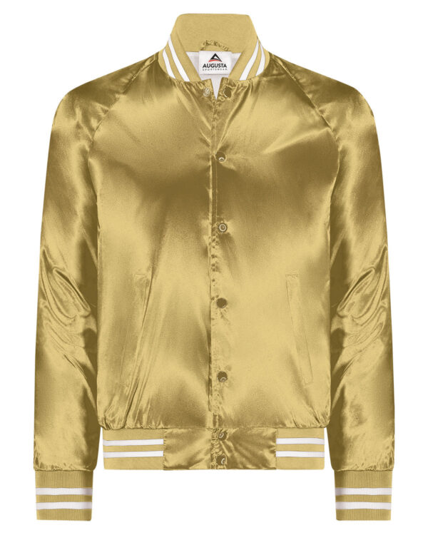 Unisex Striped Trim Satin Baseball Jacket - Apparel Globe