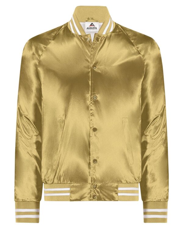 Unisex Striped Trim Satin Baseball Jacket - Apparel Globe