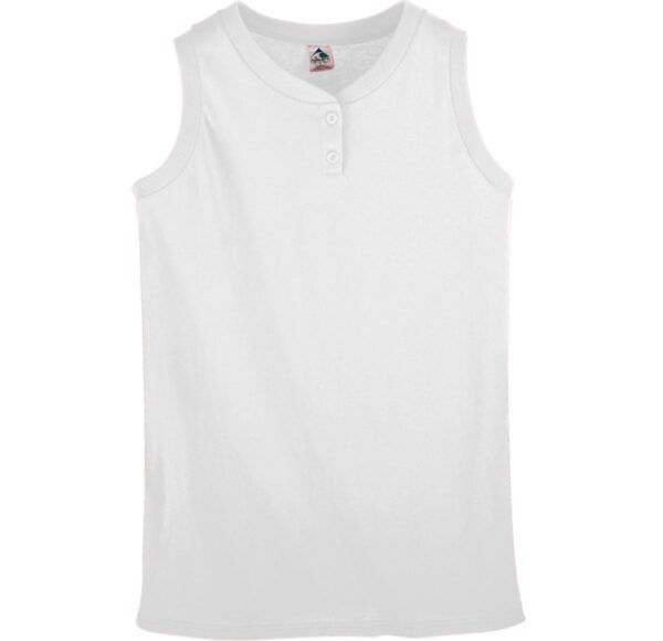 GIRLS SLEEVELESS TWO-BUTTON SOFTBALL JERSEY - Apparel Globe