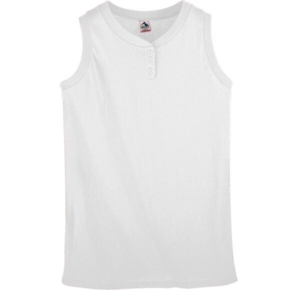 GIRLS SLEEVELESS TWO-BUTTON SOFTBALL JERSEY - Apparel Globe