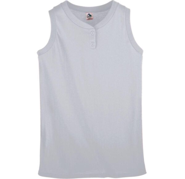 GIRLS SLEEVELESS TWO-BUTTON SOFTBALL JERSEY - Apparel Globe