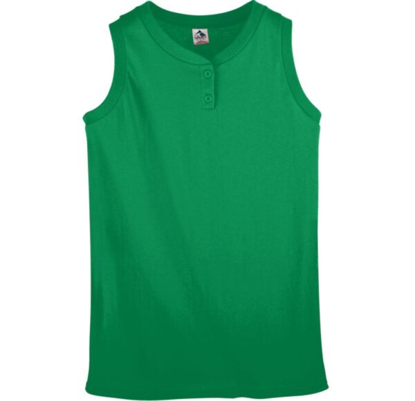 GIRLS SLEEVELESS TWO-BUTTON SOFTBALL JERSEY - Apparel Globe