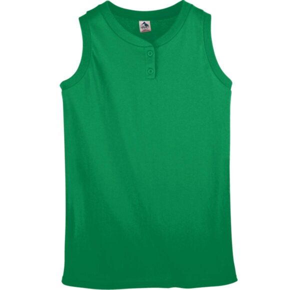 GIRLS SLEEVELESS TWO-BUTTON SOFTBALL JERSEY - Apparel Globe