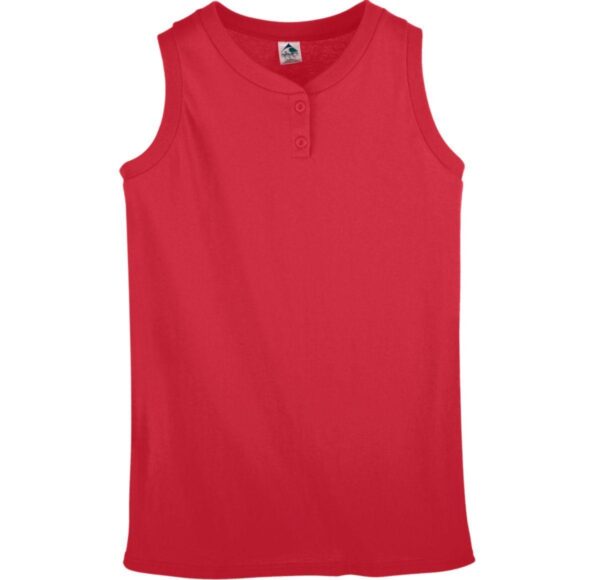 GIRLS SLEEVELESS TWO-BUTTON SOFTBALL JERSEY - Apparel Globe
