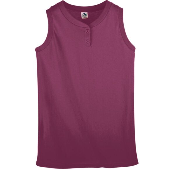 GIRLS SLEEVELESS TWO-BUTTON SOFTBALL JERSEY - Apparel Globe
