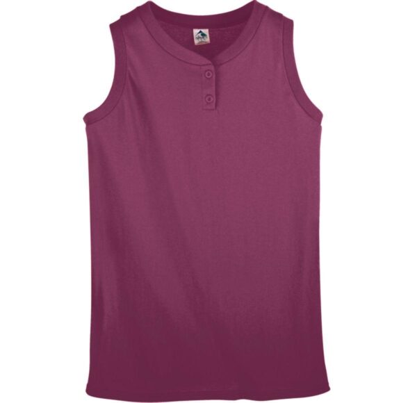 GIRLS SLEEVELESS TWO-BUTTON SOFTBALL JERSEY - Apparel Globe