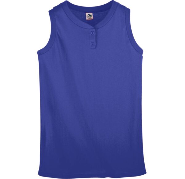 GIRLS SLEEVELESS TWO-BUTTON SOFTBALL JERSEY - Apparel Globe