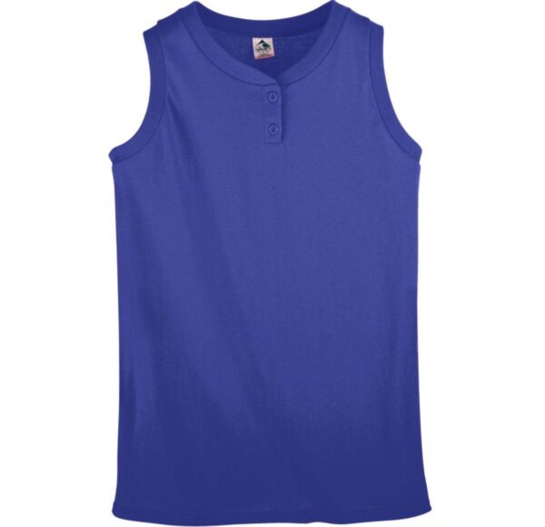 GIRLS SLEEVELESS TWO-BUTTON SOFTBALL JERSEY - Apparel Globe