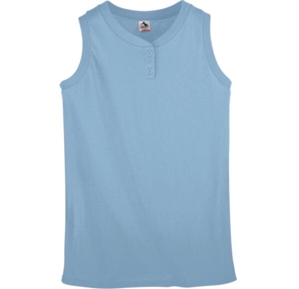 GIRLS SLEEVELESS TWO-BUTTON SOFTBALL JERSEY - Apparel Globe