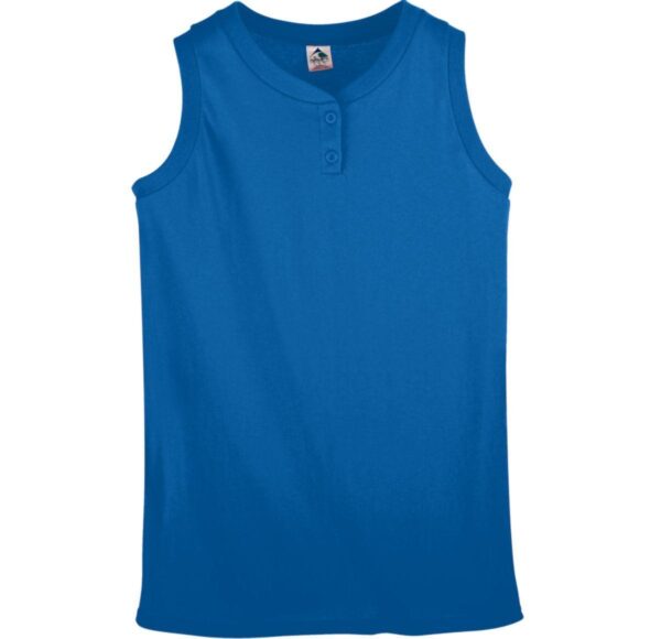 GIRLS SLEEVELESS TWO-BUTTON SOFTBALL JERSEY - Apparel Globe