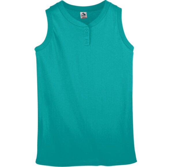 GIRLS SLEEVELESS TWO-BUTTON SOFTBALL JERSEY - Apparel Globe