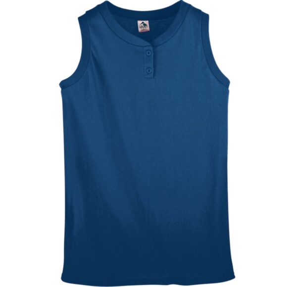 GIRLS SLEEVELESS TWO-BUTTON SOFTBALL JERSEY - Apparel Globe