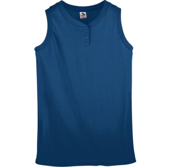 GIRLS SLEEVELESS TWO-BUTTON SOFTBALL JERSEY - Apparel Globe