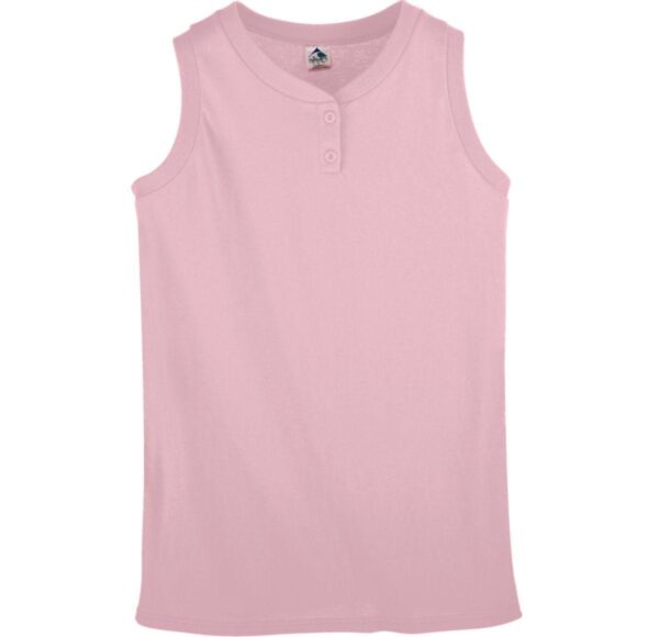 GIRLS SLEEVELESS TWO-BUTTON SOFTBALL JERSEY - Apparel Globe