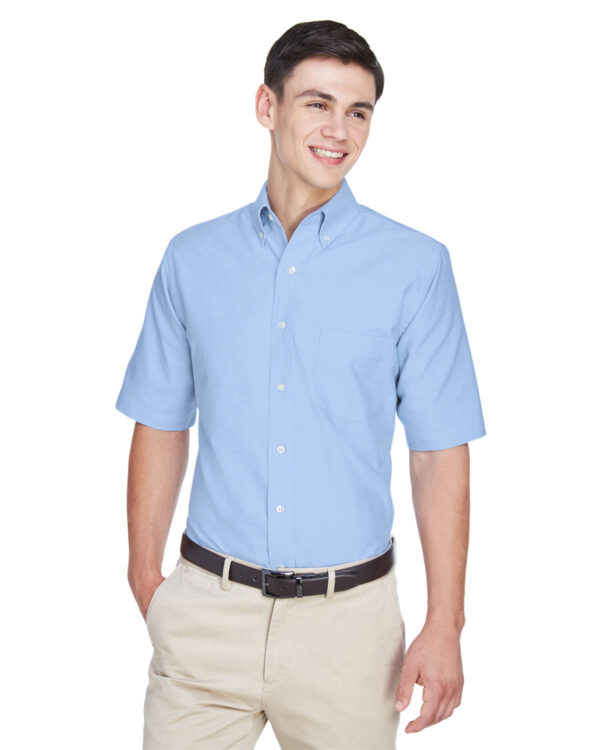 Effortless Elegance: UltraClub Men's Classic Wrinkle-Resistant Short-Sleeve Oxford Shirt - Image 5