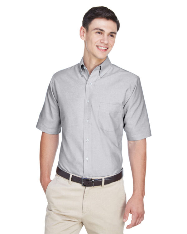 Effortless Elegance: UltraClub Men's Classic Wrinkle-Resistant Short-Sleeve Oxford Shirt - Image 3