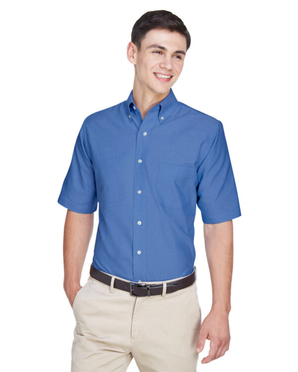 Effortless Elegance: UltraClub Men's Classic Wrinkle-Resistant Short-Sleeve Oxford Shirt - Image 4