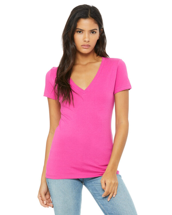 Bella + Canvas Ladies' Jersey Short-Sleeve Deep V-Neck Tee: Chic Style and Comfort - Image 2