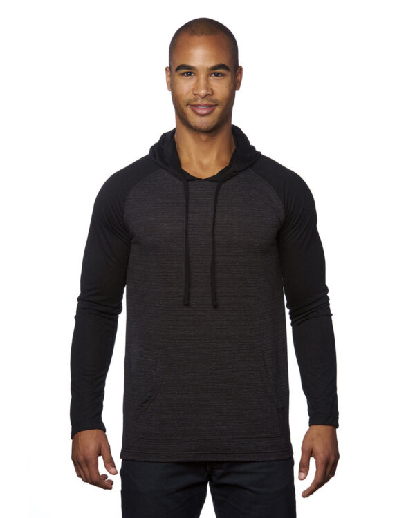Burnside Adult Raglan Sleeve Striped Jersey Hooded T-Shirt B8127 - Image 2