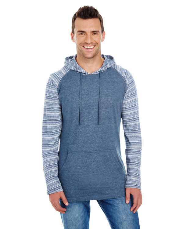 Burnside Adult Raglan Sleeve Striped Jersey Hooded T-Shirt B8127 - Image 5