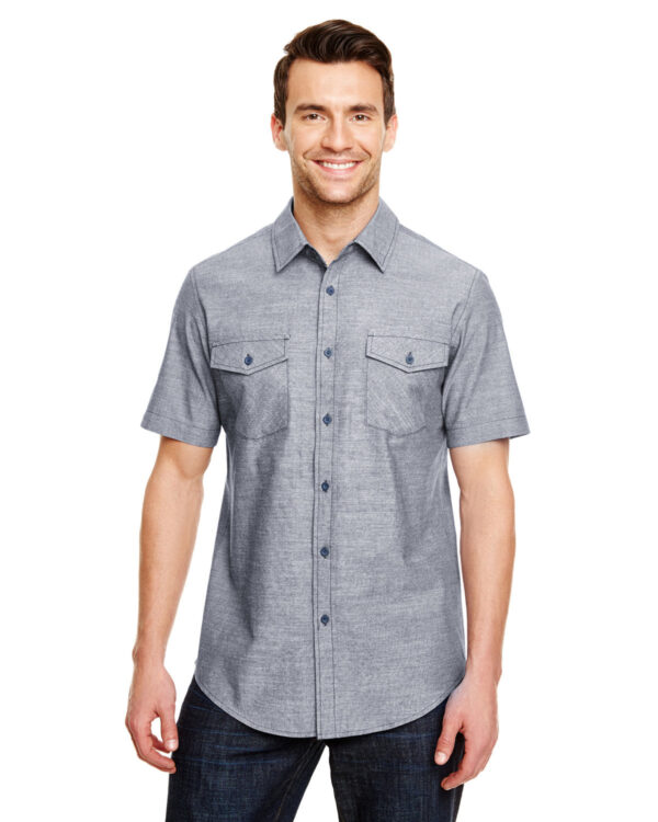 Burnside Mens Chambray Woven Shirt B9255 - Image 2