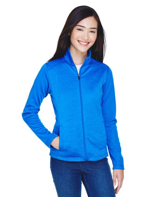 Contemporary Chic: Devon & Jones Ladies' Newbury Colorblock MÃ©lange Fleece Full-Zip Jacket - Image 3