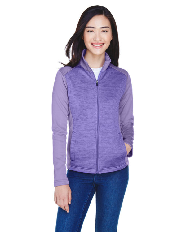 Contemporary Chic: Devon & Jones Ladies' Newbury Colorblock MÃ©lange Fleece Full-Zip Jacket - Image 4