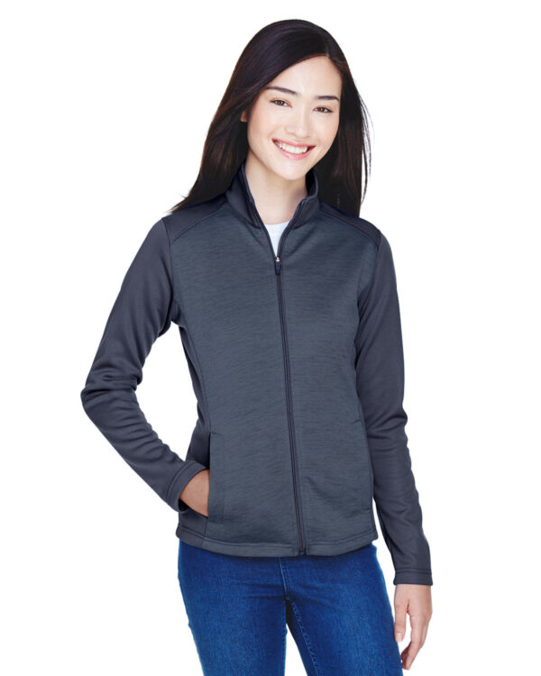 Contemporary Chic: Devon & Jones Ladies' Newbury Colorblock MÃ©lange Fleece Full-Zip Jacket - Image 5