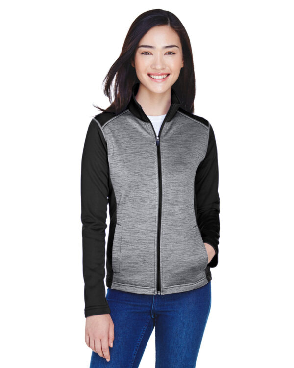 Contemporary Chic: Devon & Jones Ladies' Newbury Colorblock MÃ©lange Fleece Full-Zip Jacket