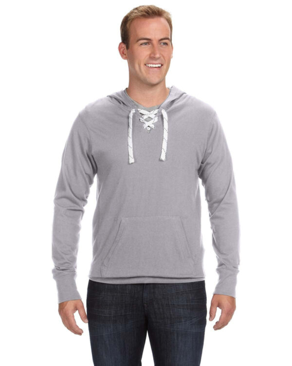 Elevate Your Casual Athletic Look with the J America Adult Sport Lace Jersey Hood - Image 3