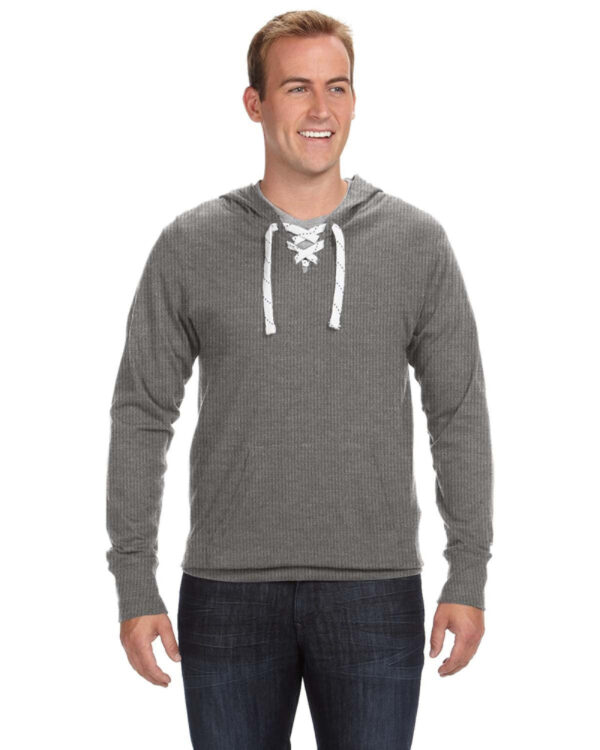 Elevate Your Casual Athletic Look with the J America Adult Sport Lace Jersey Hood - Image 2