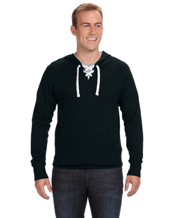 Elevate Your Casual Athletic Look with the J America Adult Sport Lace Jersey Hood