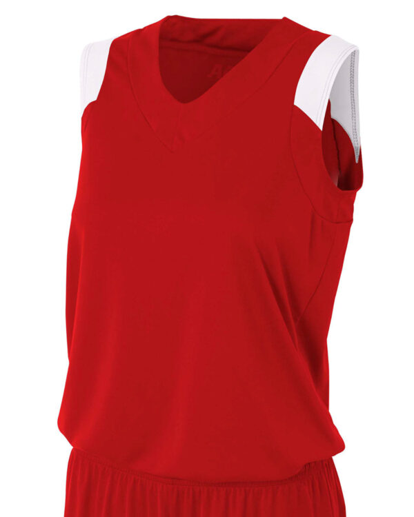Ladies' Moisture Management V Neck Muscle Shirt
